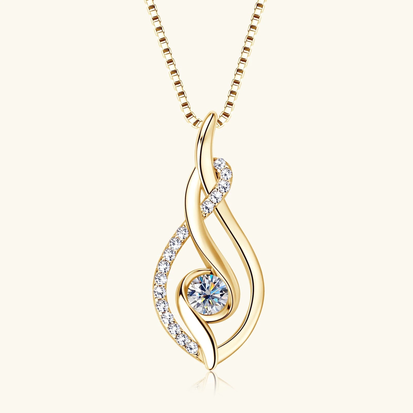 Pendentif ondulé maille vénitienne Agata en argent 925 plaqué or jaune lumineux et diamants vue de face.