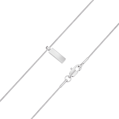 Pendentif rectangulaire en acier inoxydable et or blanc à plat.