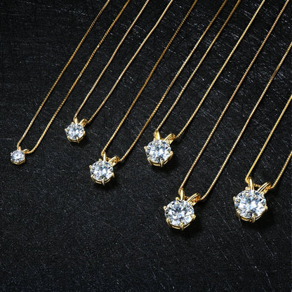 Toutes les variantes du collier pendentif solitaire serti 6 griffes en argent 925 plaqué or jaune et diamant à plat.