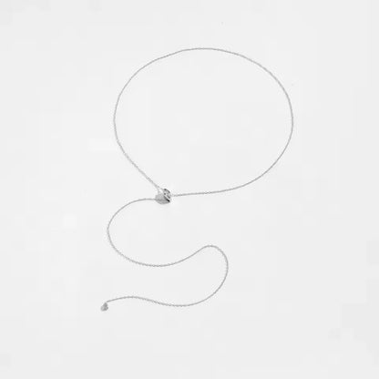 Collier sautoir pierre amovible élorie en argent 925 plaqué or blanc et diamants en zircon naturel à plat.